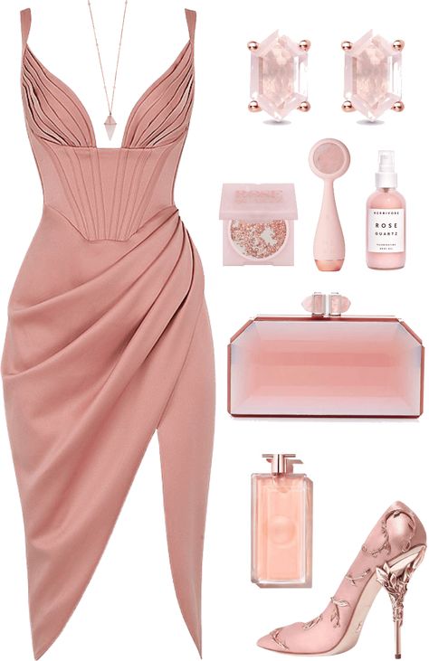 Rose Quartz Outfit, Premier Outfits, Elegant Outfit Dress, Elegant Date Night Outfit, Premiere Outfits, Vestidos Color Pastel, Rich Outfits, Prom Dress Inspiration, Classy Work Outfits