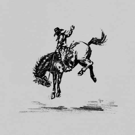 Cowboy In La Tattoo, Small Bucking Horse Tattoo, Black Cowboy Tattoo, Bucking Cowboy Tattoo, Lone Cowboy Tattoo, Bronc Rider Drawing, Cowboy Art Tattoo, Bronc Riding Tattoos, Bucking Bronc Tattoo