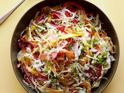 Bell Pepper Slaw Recipe | Food Network Kitchen | Food Network Pepper Slaw Recipe, Picnic Side Dishes, Bbq Side Dishes, Food Network Magazine, Slaw Recipes, Food Network, Stuffed Sweet Peppers, Summer Salads, Soup And Salad