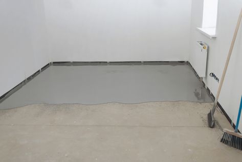 How to Pour Self-Leveling Concrete For Flawless Results How To Use Self Leveling Concrete, Diy Self Leveling Concrete Floor, Leveling Concrete Floor, Self Leveling Concrete Floor, Cobblestone Houses, Self Leveling Concrete, Concrete Floors Diy, Self Leveling Floor, Porch Repair