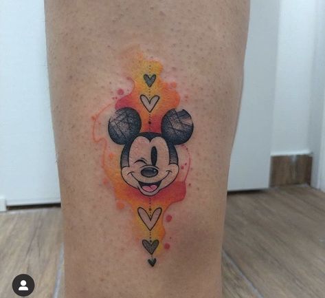 Disney Watercolor Tattoo, Mickey Tattoo, Mini Tats, Balloon Tattoo, Rose Tattoos For Women, Mickey Balloons, Disney Tattoo, Disney Tattoos, Beauty Tattoos