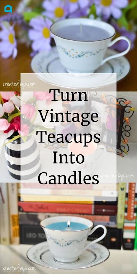 Yep, this is definitely the sweetest hostess gift we can imagine Tea Cup Candles Diy, Idea Store, Cement Candle Holders, Candles At Home, Thrift Store Upcycle, Candle Images, Scrap Fabric Crafts, Teacup Candles, Candle Dye