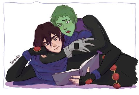 Male Raven X Beastboy Comic, Male Raven X Beastboy, Male Raven, Cartoon Network Fanart, Teen Titans Love, Raven Fanart, Cute Comic, Raven Beast Boy, Teen Titans Fanart