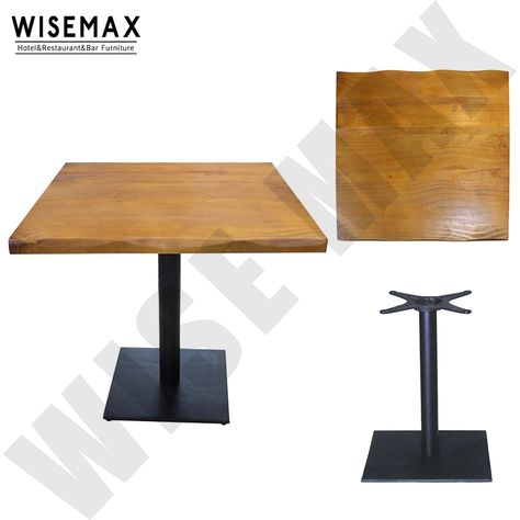 Cafe Chairs And Tables, Restaurant Table Design, Metal Leg Dining Table, Wood Table Tops, Dinning Room Furniture, Restaurant Dining Table, Dining Table Solid Wood, Table Restaurant, Wood Furniture Design