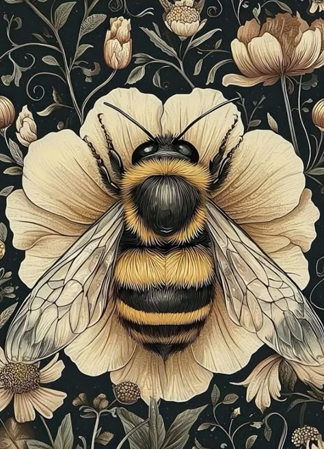 Entomology Illustration, Honeybee Art, Bumble Bee Art, Bee Artwork, Let It Bee, Bumble Bee Print, Bee Painting, Bee Stuff, Bee Inspired