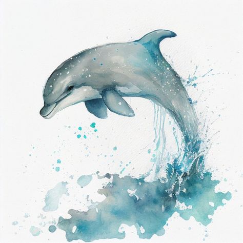 Watercolor Dolphin 100% Cotton Fabric Panel Square Quilting - Etsy Dolphin Clipart, Dolphin Painting, Christmas Pillowcases, Cat Air, Painting Digital, Ocean Art, Watercolor Animals, Wildlife Art, Watercolor Design