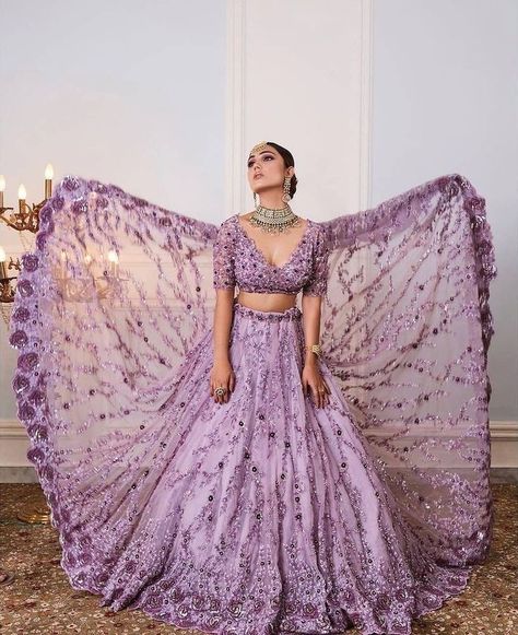 Trending Wedding Lehenga, Lehenga Colors, Wedding Bridge, Best Bridal Lehenga, Bride Lehenga, Pastel Lehenga, Purple Lehenga, Engagement Look, Trending Wedding