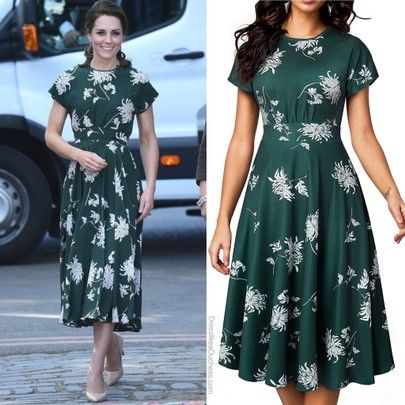 Replikate Outfits, Kate Middleton Style Dresses, Rochas Dress, Kate Princess, Style Dress Patterns, Cotton Dress Pattern, Sewing Patterns Free Women, Kate Middleton Dress, Kate Middleton Outfits