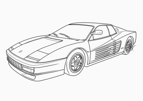 how to draw the FERRARI car Ferrari Testarossa Drawing, White Ferrari Tattoo, Ferrari Drawing, Ferrari Tattoo, Car Sketching, Car Drawing Pencil, Cars Sketch, Honda Civic Car, Classic Road Bike