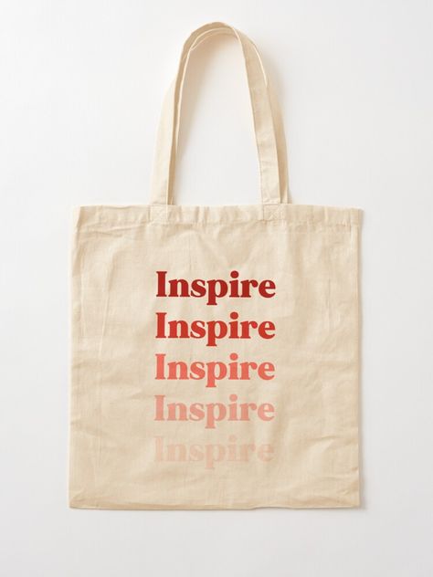 "Inspire - typography artwork " Tote Bag by Tergels | Redbubble Trendy Canvas Tote Bag With Letter Print, Cute Letter Print Tote Bag, Tote Bag Typography, White Graphic Print Tote Bag, Handpainted Tote Bags, Quote Tote, Bag Quotes, Typography Artwork, Printed Bags