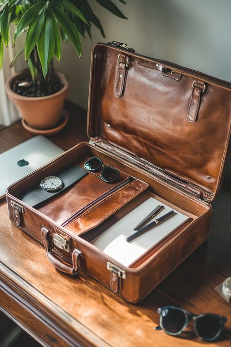 Elevate your style with a vintage brown leather briefcase for businessmen. Timeless and durable. #LeatherStyle #BusinessEssentials Vintage Briefcase, Leather Briefcase Men, Business Essentials, Leather Briefcase, Professional Look, Elevate Your Style, Vintage Brown, Leather Fashion, Business Man