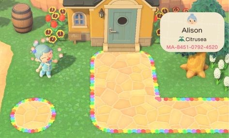 Kidcore Tiles Acnh Codes, Animal Crossing Edge Path, Acnh Border Path, Animal Crossing Rainbow Path, Acnh Colorful Path, Acnh Carnival Ideas, Acnh Colorful, Acnh Carnival, Kidcore Island