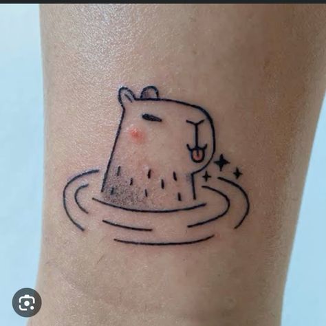 Capybara Tattoo, Tattoo Mini, Crazy Tattoos, Beginner Tattoos, Weird Tattoos, Funny Tattoos, Black Ink Tattoos, Quilling Art, Simplistic Tattoos