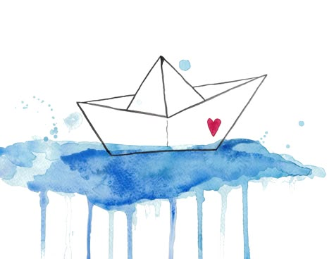 Paper Boat Illustration, Paper Boat Drawing, Sailboat Drawing, Boat Illustration, Boat Drawing, Origami Boat, Artsy Background, Acrylic Painting Diy, Paper Boat