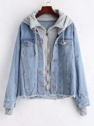 Hooded Denim Jacket, Sweater Tops, Fashion Materials, Denim Jacket Women, Trendy Tops, Denim Blue, Cropped Sweater, Jacket Style, Black Denim