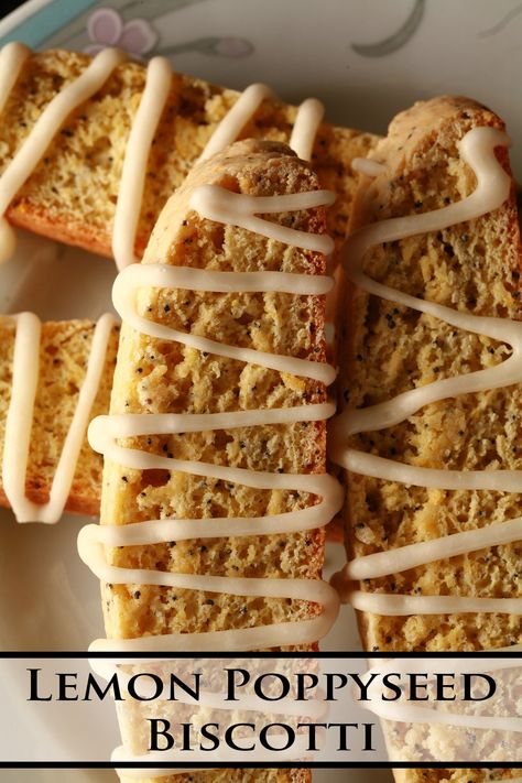 Lemon Poppyseed Biscotti Recipe, Vegan Biscotti Recipe, Biscotti Cookies Recipes, Chocolate Biscotti Recipe, Lemon Poppy Seed Cookies, Lemon Biscotti, Chocolate Biscotti, Italian Cookie, Tea Time Food