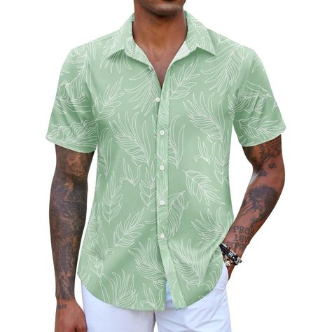 High Quality Fabricthe Men's Hawaiian Shirts Is Made Of High Quality Soft Polyester Fabric With Quick To Dry Effect, Giving You The Free Comfortable Wearing Experience In All Seasons Especially Hot Days. Beach Printed Stylemens Button Down Short Sleeve Shirt Has A Variety Of Print Pattern Options, Such As Ethnic Style, Abstract Pattern, Multi-Color Printed Leaves Pattern. Each Color Is Eye-Catching And You'll Look Like A Gentleman And Handsome When Wearing This Mens Beach Shirts. Stylish Designt Tropical Shirts For Men, Mens Beach Shirts, Mens Beach, Tropical Shirts, Shirts Short Sleeve, Button Down Short Sleeve, Leaves Pattern, Beach Print, Mens Hawaiian Shirts