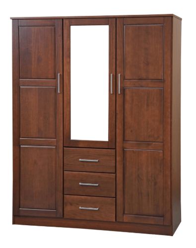 Solid Wood 3-Door Cosmo Wardrobe with Mirror - More Than A Furniture Store Wooden Almirah, Wooden Wardrobe Design, Solid Wood Wardrobes, Almirah Designs, Mirrored Door, Bedroom Cupboard, Bedroom Cupboard Designs, Wardrobe Designs, Furniture Design Wooden