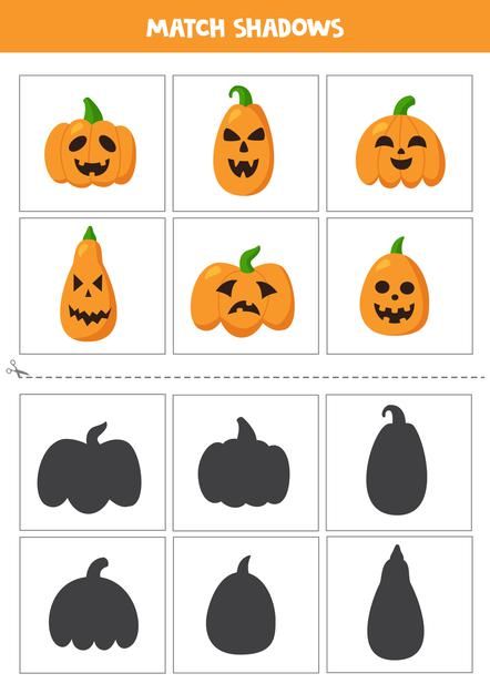 Cute Halloween Pumpkins, Spelling Games For Kids, Special Needs Art, Halloween Cupcakes Decoration, Shadow Matching, Thema Halloween, Bricolage Halloween, Halloween Preschool, Pumpkin Cards