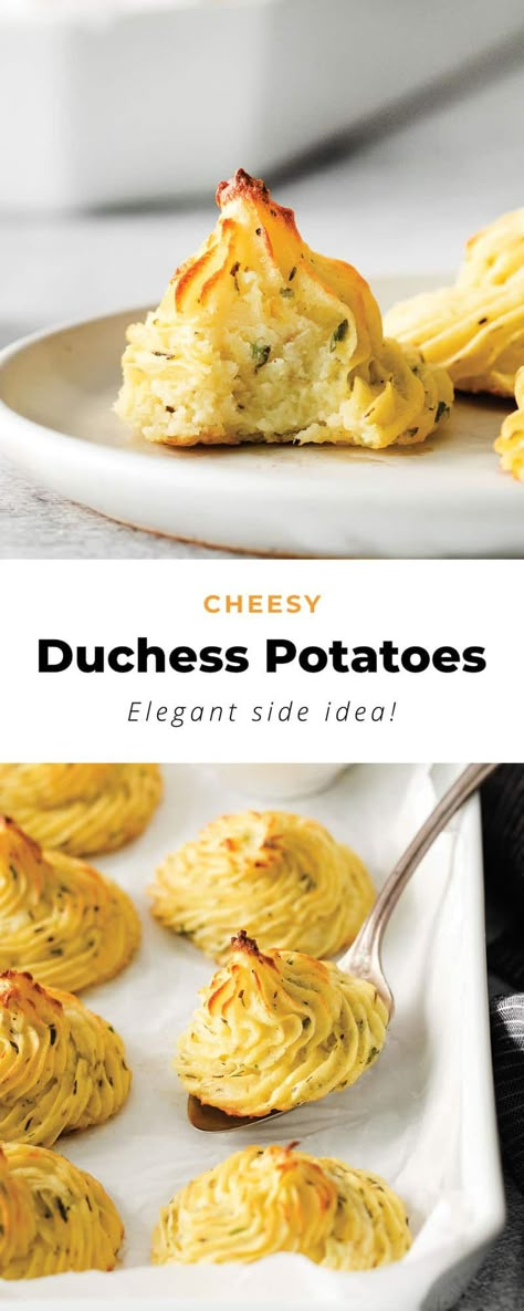 Duchess Potatoes, Potato Appetizers, Whipped Potatoes, Coquille St Jacques, Pizza Roll, Steak Side Dishes, Fancy Dishes, Fancy Dinner Party, Potato Side Dishes