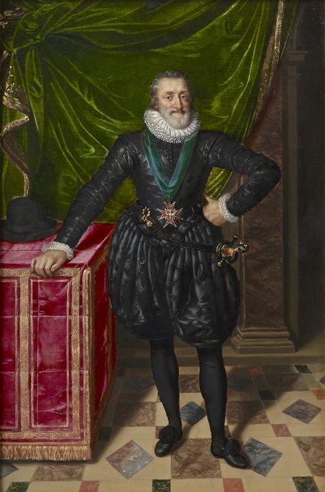 Frans Pourbus the Younger (1569-1622) — Portrait of Henri IV of France  (677×1024) French Huguenots, Henry Iv, Charles I, French Royalty, Costume Noir, Male Clothing, French History, King Henry, Louvre Museum