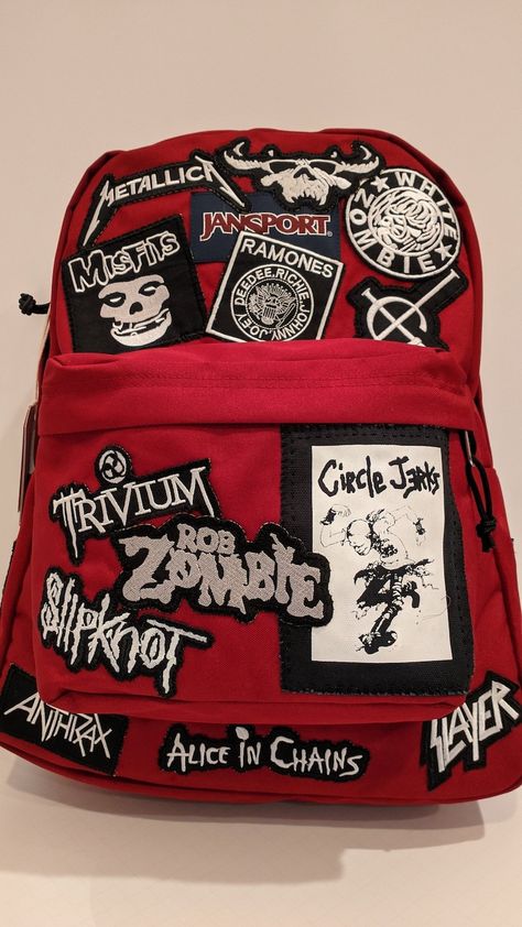 Battle Backpack, Metallica Misfits, Punk Backpack, Gothic Backpacks, Metal Patches, Circle Jerks, Punk Boy, School Material, Patch Ideas