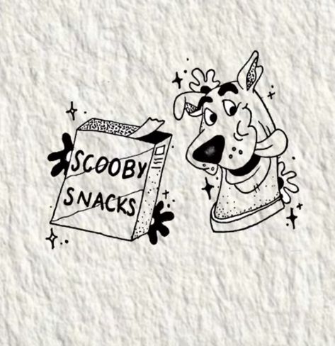 Mini Scooby Doo Tattoo, Old Cartoon Tattoo Ideas, Scooby Snack Tattoo, Cute Scooby Doo Tattoo, Scooby Doo Line Art, Scooby Doo Tattoo Ideas Design, Old Friends Tattoo, Scooby Doo Matching Tattoos, Scooby Snacks Tattoo