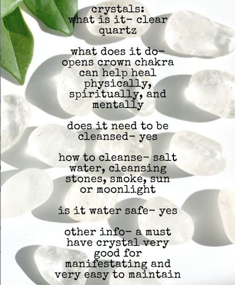 How To Cleanse Clear Quartz, Cleansing Stones, Cleansing Crystals, Witchy Things, Help Me Grow, Crown Chakra, Clear Quartz Crystal, Clear Quartz, Clear Crystal