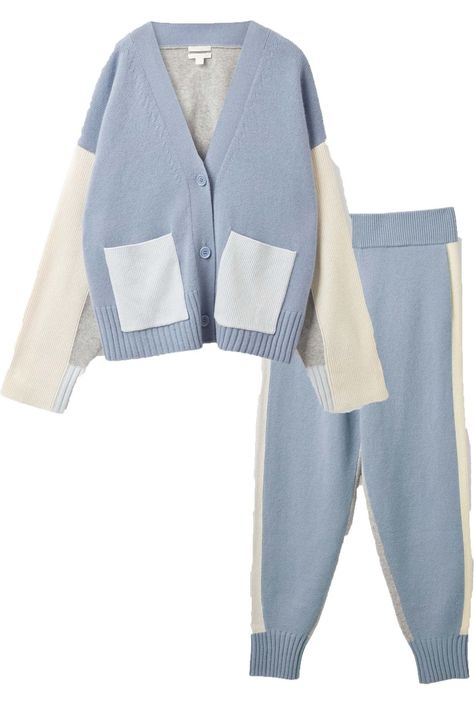 Cozy Cotton Tracksuit For Winter, Winter Cotton Tracksuit, Cashmere Tracksuit, Luxury Blue Winter Clothing Sets, Baby Lounge Sets, Baseball Jacket Outfit, Cashmere Loungewear, Pajama Fashion, Cute Comfy Outfits