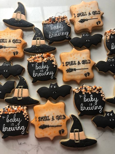 Fall/halloween Baby Shower Ideas, Baby Shower October Theme, I Smell A Child Baby Shower Theme, Halloween Baby Sprinkle Ideas, Witch Themed Baby Shower Ideas, Baby Boo Baby Shower Decor, Hocus Pocus Gender Reveal Ideas, October Theme Baby Shower Ideas, A Little Boo Baby Shower Ideas