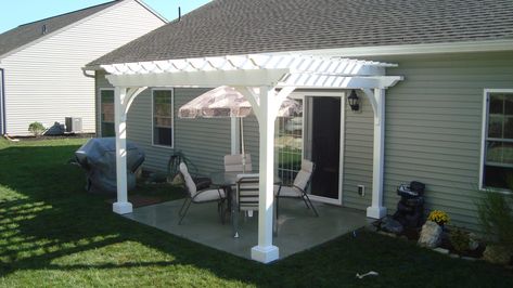 Farm Patio, Gazebo Privacy, Shed House Ideas, Pergola Patio Ideas, Wall Mounted Pergola, Vinyl Pergola, Shed House, Pergola Ideas, Backyard Pergola