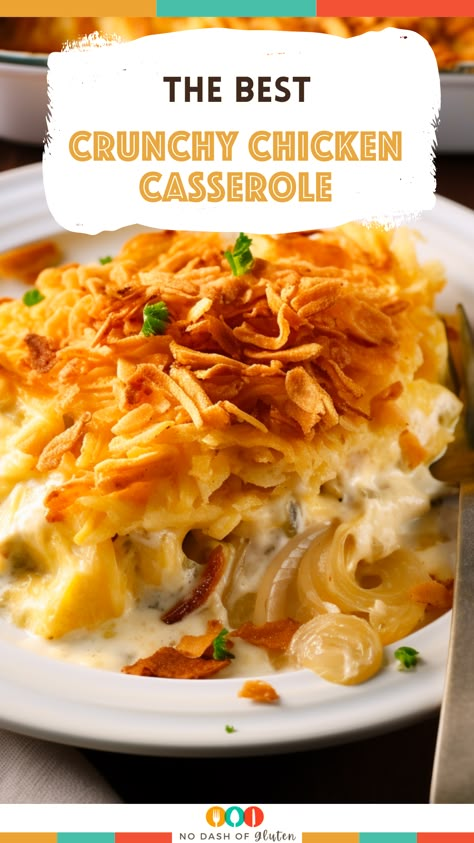 Dive into a world of flavor with our Crunchy Chicken Casserole! Creamy, cheesy, and irresistibly crunchy, this dish is a family favorite. Transform dinner into a delightful experience. Try it today! Fall Recipes Dinner Casserole, Turkey Crunch Casserole, Creamy Chicken Crunch Casserole, Breaded Chicken Casserole Recipes, Crunchy Chicken Casserole Recipe, Chicken Crunch Casserole, Award Winning Casserole Recipes, Casseroles With Shredded Chicken, Crispy Chicken Casserole