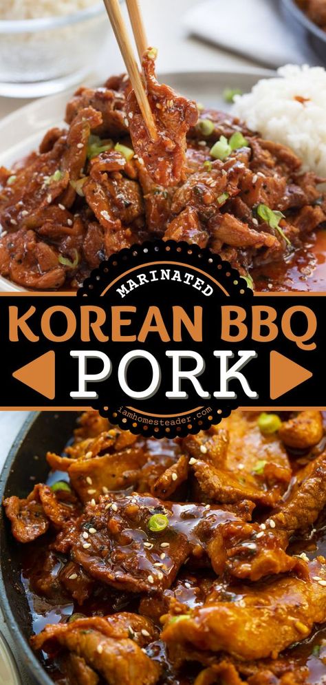 Korean Bbq Pork, Koreansk Mad, Asian Pork Recipes, Bbq Pork Recipes, Korean Pork, Pork Bbq, Pork Recipes For Dinner, Asian Pork, Pork Dinner