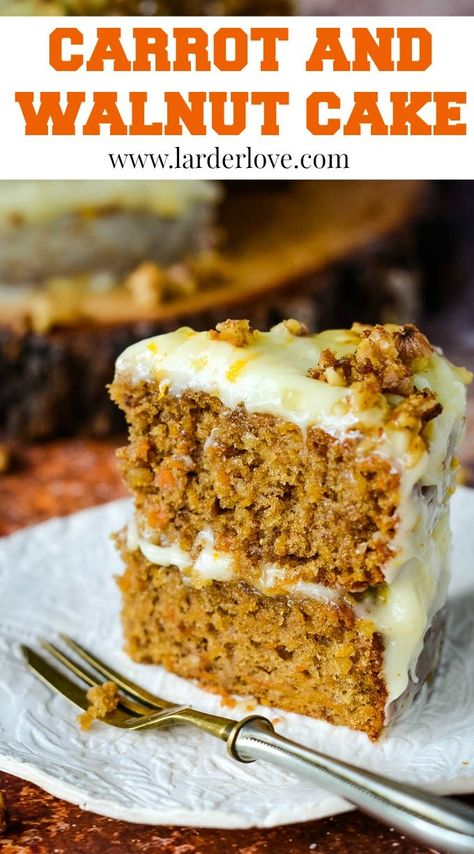 Carrot Walnut Cake Recipes, Carrot And Walnut Cake Recipes, Walnut Cake Recipe Easy, Walnut Carrot Cake, Carrot Walnut Cake, Easy Bake Cake, Carrot And Walnut Cake, Pound Cake Recipes Easy, Carrot Cake Recipe Easy