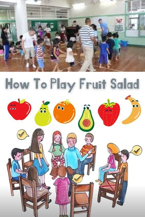 Fruit Salad is a game that can really let children expend their additional energy, and is such an easy game for them to understand. Set-up for this game is also very simple. Learn the rules to play with this guide. #games #play #fun #kidsgames #groupgames #fruitsaladgame group games | youth group games | party games | party games | games | youth group activities | team building games for kids | fun party games | teen party games | fun games for kids | fun games to play with friends Whole Class Games To Play, Group Games For Kindergarteners, Party Games For 1st Graders, Outdoor Games For Small Groups, Fun Games Preschool, Games To Play With Preschoolers Classroom, Fun Circle Games, Guided Play Activities, Team Building Games For Kindergarten