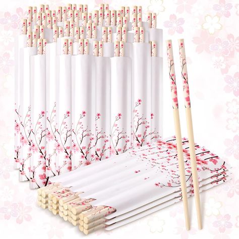 PRICES MAY VARY. Cherry Blossom Chopsticks Sets: you will receive 50 pairs of cherry blossom chopsticks in pink, and each pair of chopsticks comes with a chopstick cover, sufficient quantity and ideal combination to meet your wedding needs; At the same time they are disposable, and you can throw them directly into the trash can, for your convenience Exquisite Design: our chopsticks bamboo set adopts exquisite cherry blossom pattern, exquisite, elegant and cute, which meets most people's aestheti Cherry Blossom Party Decorations, Cherry Blossom Party Favors, Pink Chopsticks, Japanese Wedding Theme, Cherry Blossom Wedding Decor, Chinese Theme Parties, Japanese Theme Parties, Asian Party Themes, Cherry Blossom Party