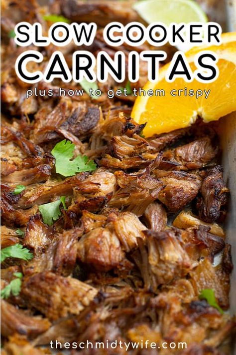 Carnitas Slow Cooker Recipe, Mexican Pork Roast Crockpot, Pork Mexican Dishes, Pork Roast Crock Pot Recipes Mexican, Recipes For Pork Butts, Slow Cooker Carnitas Pork, Pork Butts In The Crock Pot, Crockpot Carnitas Recipes, Crockpot Pork Carnitas