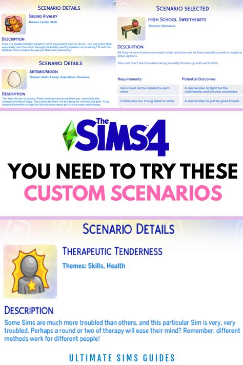 Scenarios are a great addition to the game and are really helpful in creating more interesting gameplay but these custom scenario mods are amazing in The Sims 4 Sims 4 Scenarios Cc, Sims 4 Custom Scenarios, Sims 4 Sneak Out Mod, Sims 4 Storyline Mods, Storyline Ideas Sims 4, Sims 4 Scenarios Ideas, Sims 4 Storyline Ideas Drama, Sims Scenarios, Sims 4 Aspirations Mod