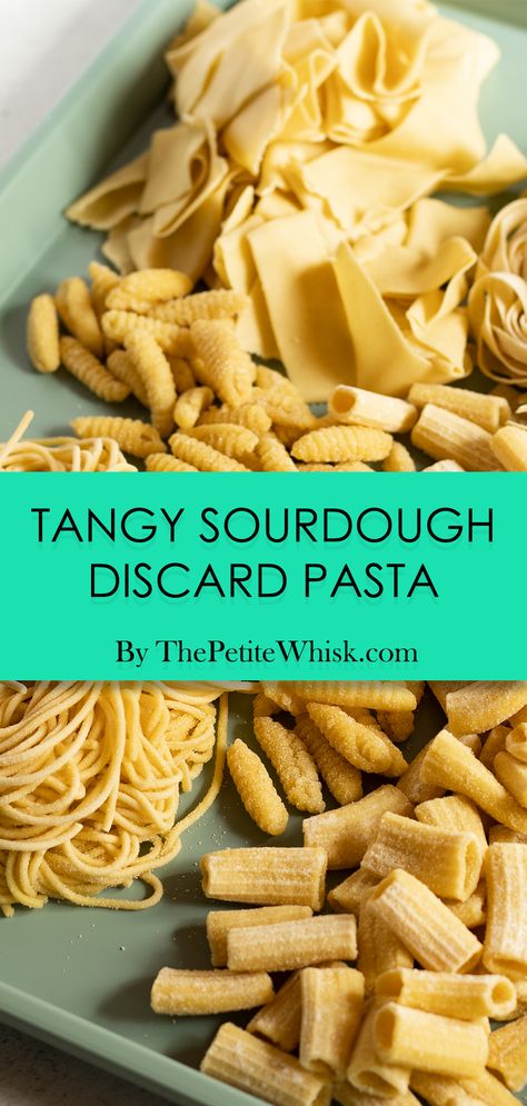 Sourdough pasta recipe, spaghetti, rigatoni, fettuccini, cavatapi. Sourdough Discard Recipe Sourdough Pasta Dough, Sourdough Discard Pasta Recipes, Sourdough Discard Noodles, Sourdough Discard Pasta, Discard Pasta, Sourdough Pasta Recipe, Phillips Pasta Maker, Homemade Pastas, Fresh Pasta Recipe