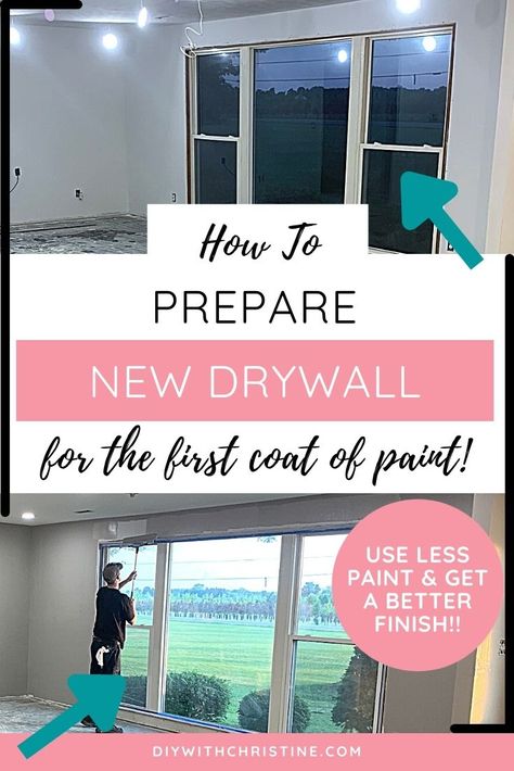 How To Paint New Drywall, How To Paint Drywall, How To Drywall Diy, How To Drywall, Diy Interior Painting, Drywall Finishing, Basement Redo, Drywall Ceiling, Colorful Bedroom