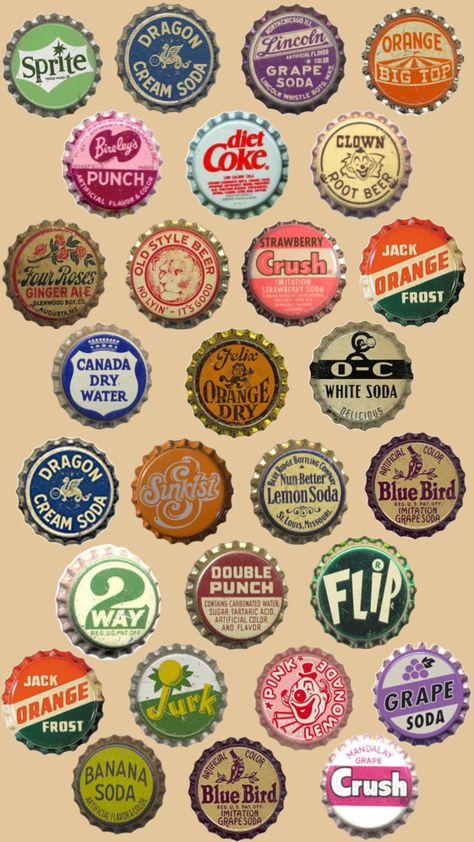 Bottle Cap Pins, Bottle Cap Pin, Artsy Photography, Decorated Bags, Grape Soda, Scrapbook Stickers Printable, Sticker Designs, Cream Soda, Little Doodles