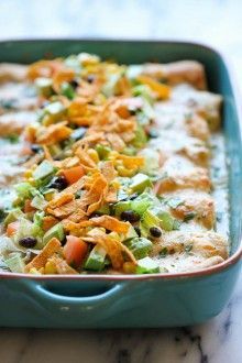 White Chicken Enchiladas with Green Chile Sour Cream Sauce White Chicken Enchiladas, Sour Cream Sauce, Enchilada Recipes, White Chicken, Green Chile, Chicken Enchiladas, Cream Sauce, Mexican Dishes, Main Dish Recipes