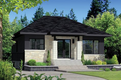 Contemporary Style House Plan - 2 Beds 1 Baths 900 Sq/Ft Plan #25-4271 - Houseplans.com 900 Sq Ft House, Modern Contemporary House Plans, Contemporary Modern House, Narrow Lot House, Narrow Lot House Plans, Modern Floor Plans, Open Concept Floor Plans, House Layout, Contemporary Style Homes