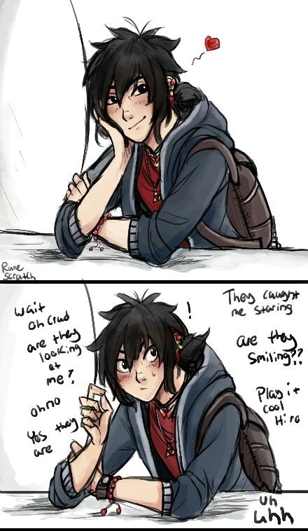 Hiro with a crush-1 Hiro X Karmi Big Hero 6, Tadashi And Hiro, Big Hero 6 Comic, Harry Potter Au, Hiro Big Hero 6, Hiro Hamada, Cartoon As Anime, Film Disney, Chicken Scratch