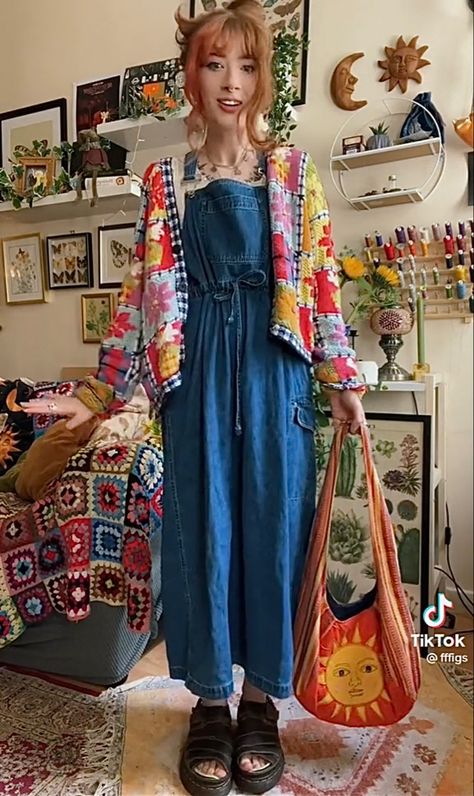 Fun And Funky Outfits, Granny Clothes Aesthetic, Artsy Grandma Aesthetic, Fairytale Style Outfit, Momcore Aesthetic Outfits, Crazy Art Teacher Outfits, Eclectic Colorful Outfits, Art Teacher Vibes Outfit, Artsy Eclectic Fashion