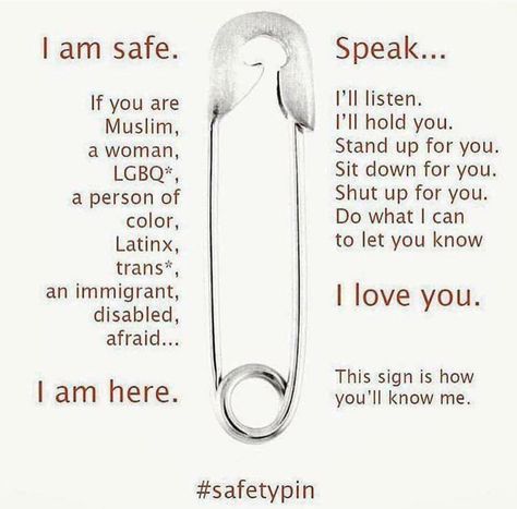 Wearing a Safety Pin mean "You are safe with me." Safety Pin Tattoo, Inspirational Quotes Background, Safety Pin Jewelry, Deep Talks, Good Meaning, Meant To Be Quotes, Stand Up For Yourself, Coping Mechanisms, Pin Jewelry