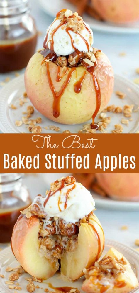 Baked Stuffed Apples, Stuffed Apples, Easy Thanksgiving Dessert Recipes, Best Apple Recipes, Apple Recipes Healthy, Baked Apple Recipes, Baked Sweets, Apple Recipe, Thanksgiving Desserts Easy