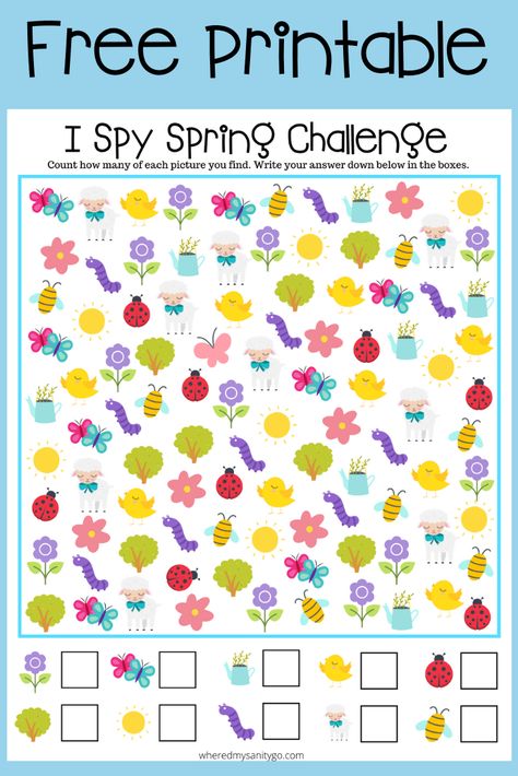 I Spy Spring Free Printable, Spring I Spy, Fall Writing Prompts, September Holiday, Spy Games For Kids, Spring Worksheet, Fun Activity For Kids, Spring Games, Free Games For Kids