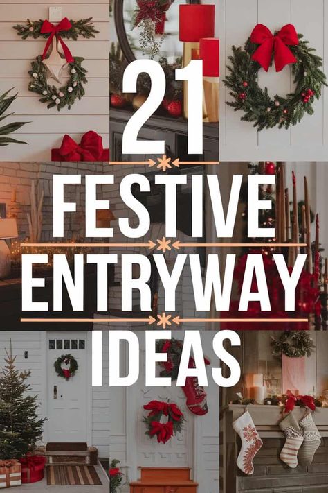 Christmas Entryway Brilliance: 21 Top Ideas Front Door Xmas Decor Ideas Entrance, Christmas Entryway Decor Front Entry, Foyer Christmas Decor Entryway, Front Door Xmas Decor Ideas, Foyer Christmas Decor, Foyer Decor Entryway, Red And Green Palette, Foyer Lighting Fixtures Entryway, Holiday Entryway Decor