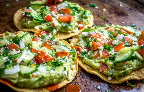 Avocado Hummus Tostadas | Mexican Please Hummus And Cucumber, Avocado Health Benefits, Hispanic Kitchen, Avocado Hummus, Easy Mexican, Hummus Recipe, Food Prep, Meatless Meals, Fajitas